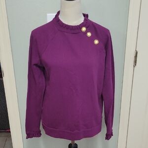 Purple Sweater with Gold Button Accents